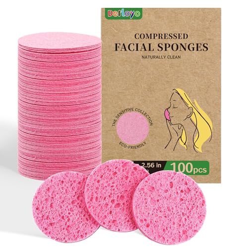 100-Count Natural Cellulose Facial Sponges for Cleansing & Makeup Removal