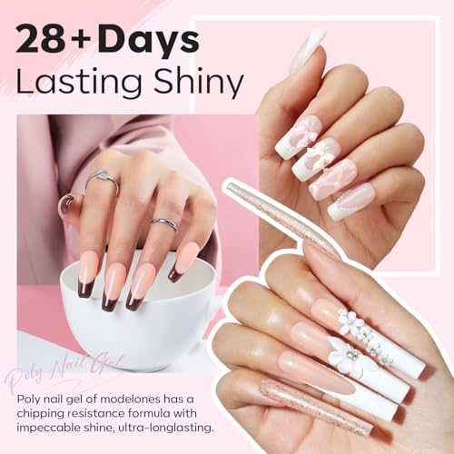 Modelones Poly Nail Gel Extension Kit with 48W UV LED Lamp - 6 Colors