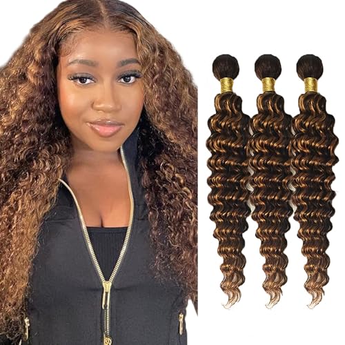 Brazilian Deep Wave Human Hair Bundles P4/30 Brown