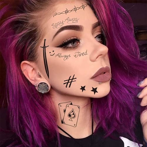 Malone Temporary Tattoos 6 Sheets, Rapper Face Tattoos
