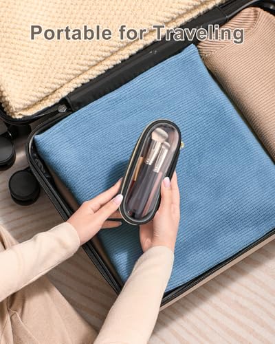 Soimeat Small Black Clear Travel Makeup Brush Holder - Waterproof Cosmetic Case