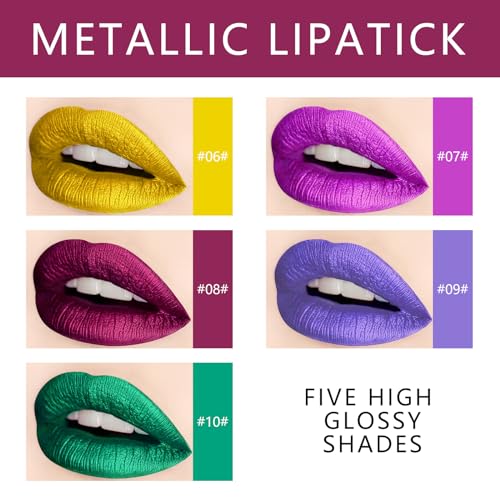 KYDA 10 Colors Matte Metallic Lipstick Set - Long Wear