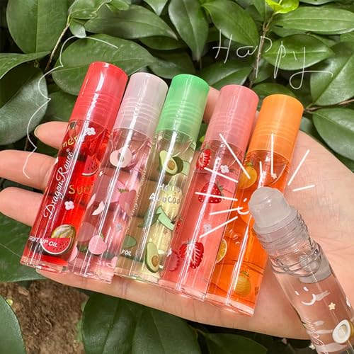 Moisturizing 6 Pcs Roll-on Lip Oil Set Fresh Lip Glaze Transparent Colorless Moisturizing Lip Lotion Hydrating Lip Oil Set for Lip Care (#4)