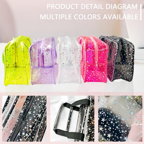 Large Clear Star Cosmetic Bag - Waterproof Travel Makeup Pouch with Handle