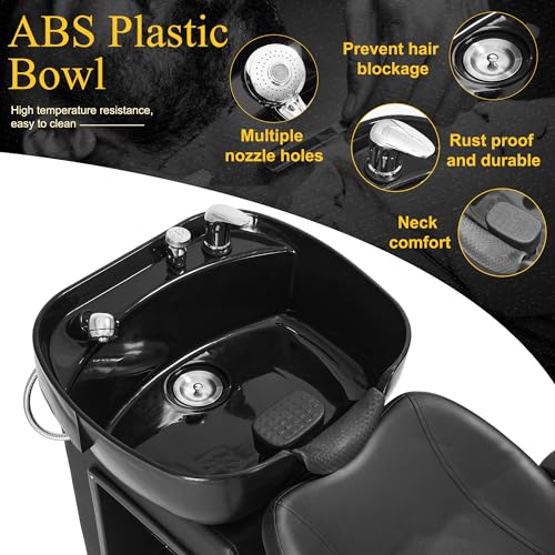 Barber Backwash Chair with ABS Shampoo Bowl - Spa Salon