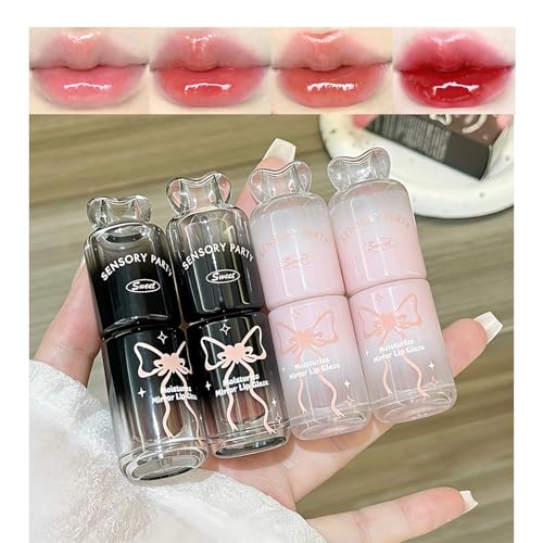 4-Color Hydrating Lip Gloss Set with Bow Design