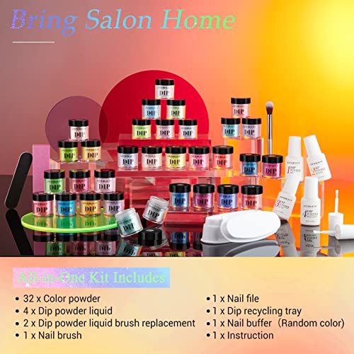 AZUREBEAUTY 42 Pcs Dip Powder Nail Starter Kit - Bright Pastel Neon Colors