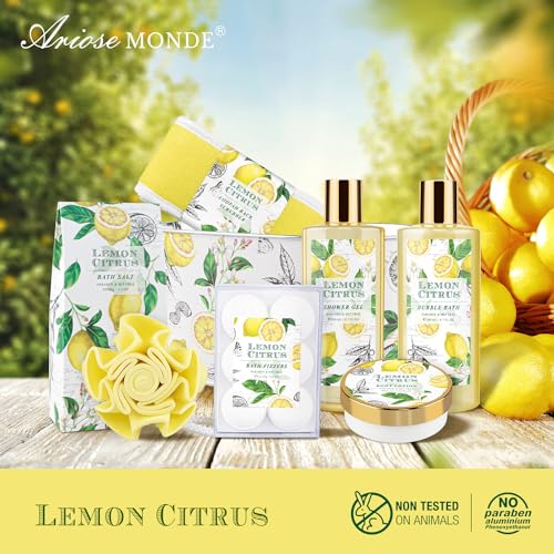Lemon Citrus Spa Bath Gift Set for Women – 8 Pcs
