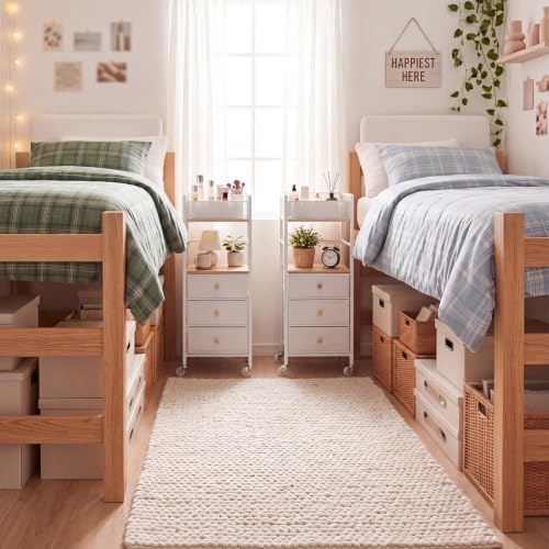Narrow College Dorm Nightstand with 3 Drawers - Space Saving