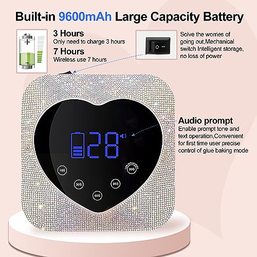 ShineCai Diamond UV LED Nail Lamp 72W Rechargeable Cordless Gel Curing with Auto Sensor & 5 Timer