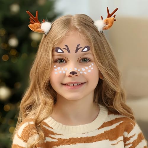 Christmas Glitter Face Tattoos - Reindeer & Animal Designs