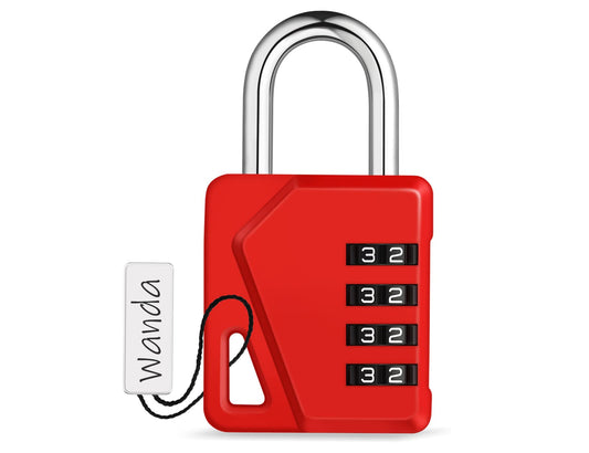 ZHEGE Gym Locker Lock, 4 Digit Combination Lock for Locker with DIY Name Tags, White Number Padlock for Gym, School, Toolbox, Cabinets, Fence, Shed, Easy to Read (Red, 1 Pack)