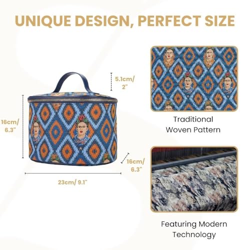 Signare Tapestry Toiletry Bag Makeup Organizer bag for Women with Mexican Folk Art Design
