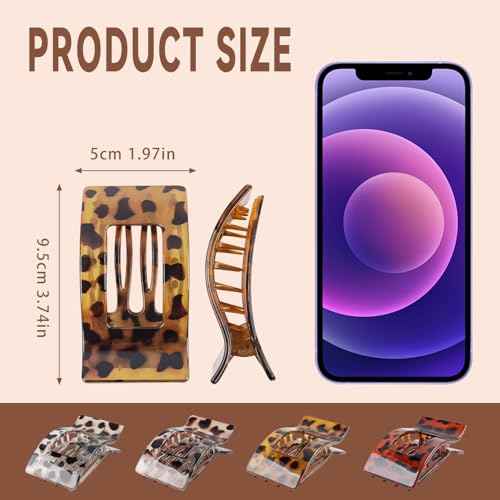 LATIMOON Flat Hair Clips Claw for Women,Large Flat Claw Clips,Non-Slip Strong Hold French Hair Clips for Thick Thin Hair(Testudinarious)