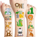 96-Piece Wild One Jungle Animal Temporary Tattoos for Birthday Party