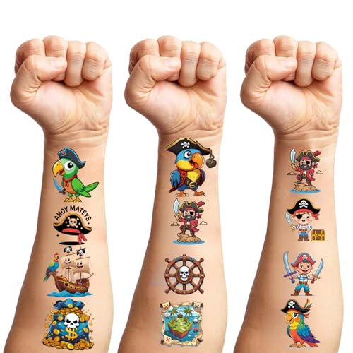 108 Pirate Temporary Tattoos - Nautical Themed Pre-Cut Designs
