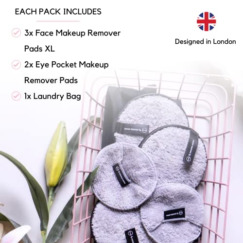Ogato Reusable Makeup Remover Cloth - 5pc Face Pads, Makeup Eraser Cloth Wipes for All Skin Types - Washable Microfiber Make Up Reusable Cotton Rounds for Face - With Included Laundry Bag