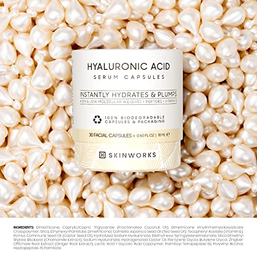 Hyaluronic Acid Serum for Face, Anti Aging Serum for Fine Lines & Wrinkles, Hydrating Glow, Face Moisturizer Plump & Repair Dry Skin, Unscented, 30 Capsules