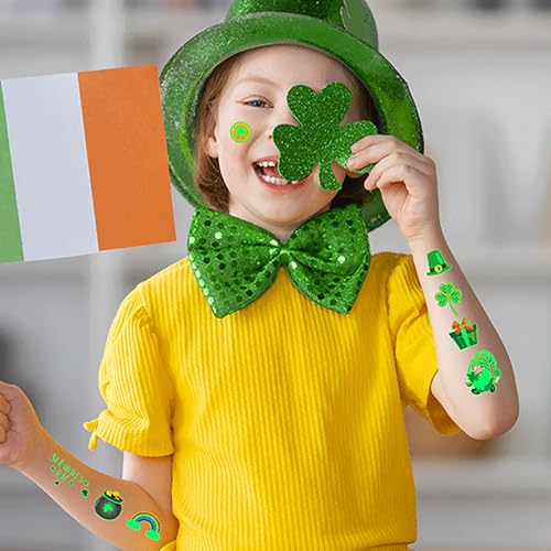 12 Sheets Glow in The Dark St Patricks Temporary Tattoos for Irish St. Patricks Day Luminous Party Shamrock Decorations Favors Goodie Bag Fillers Tattoo Stickers for Adult Q1003