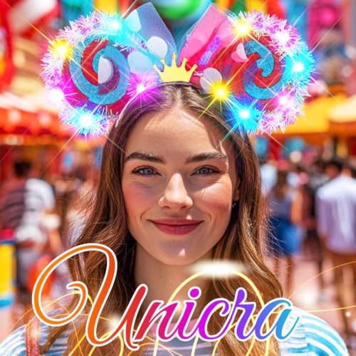 Light Up Mouse Ears Headband with Bow - LED Hair Accessory