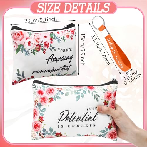 Hillban 32 Pcs Canvas Cosmetic Bag Bulk with Inspirational Quotes