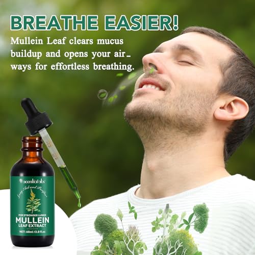 Mullein Leaf Extract Drops for Lungs - Breathing Support Supplement