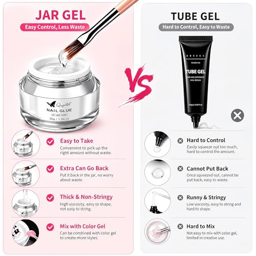 Clear 3D Nail Gel with Brush - Versatile Sculpting Glue for Nail Art