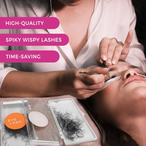 Eyesy Lash 500 Wispy Lash Extensions 5D 0.07 Size 12mm Curl D & Lady Black Glue Black Eyelash Glue 5ml (PROFESSIONAL USE ONLY)