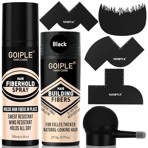 WOZUTUNT Hair Thickening Fibers & Spray Set for Men's Hair & Beard - Volume & Hairline Enhancer