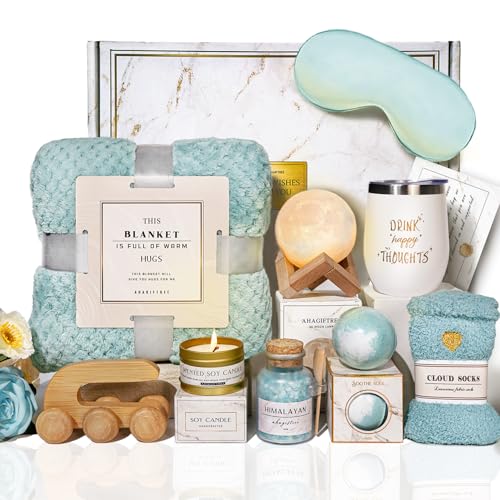 11-Piece Self Care Gift Basket for Women with Moon Lamp