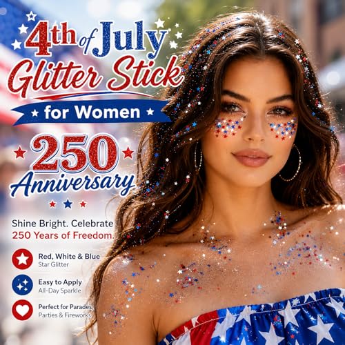 Red White Blue Glitter Stick - Waterproof Face Body Sparkle