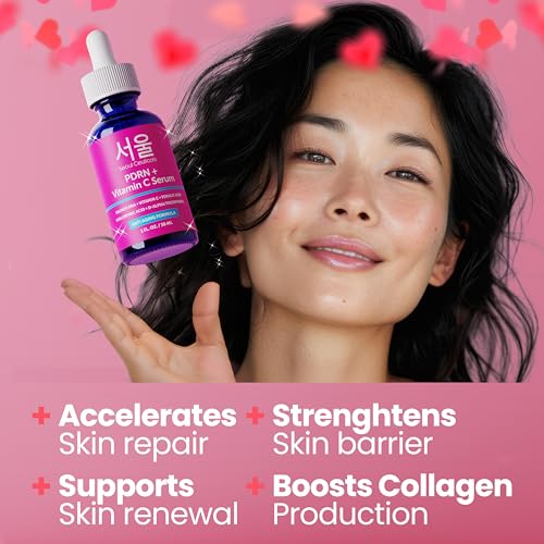 SeoulCeuticals PDRN Serum Salmon DNA Vitamin C Serum ? Korean Skincare Anti Aging PDNR Skin Repair Booster ? K Beauty PDRM Skin Care for Face 1oz (Pack of 2)