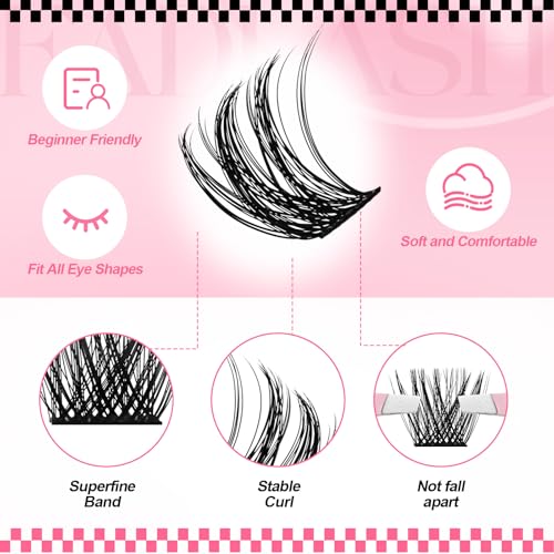 FADLASH D-Curl Cluster Lashes 371PCS 8-16mm Natural Wispy