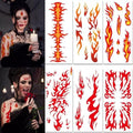 Flame Tattoo Stickers - 6 Sheets Halloween Face Makeup Decals