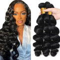 24 Inch #1B Loose Deep Wave Human Hair Bundles - 3 Pack