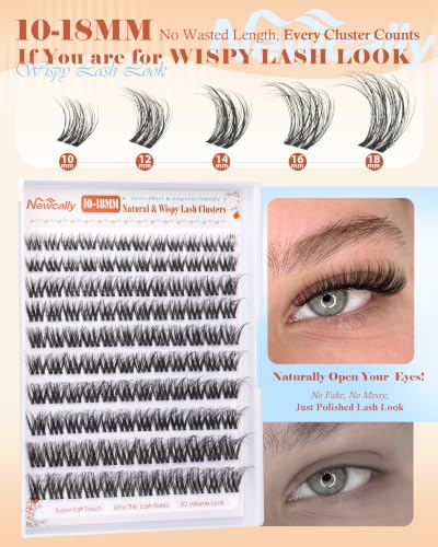 Wispy Lash Clusters D Curl Natural Look 10-18mm