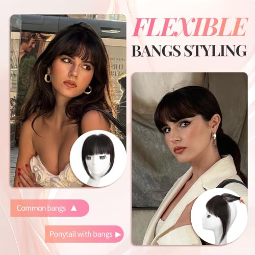 Clip-In Human Hair Bangs with 3 Non-Slip Clips