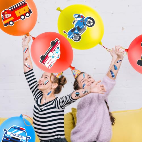 Emergency Vehicle Party Favors Set 72-Piece with Balloons & Tattoos
