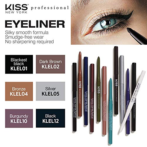 KISS Luxury Intense Retractable Eyeliner, Dark Brown 3-Pack
