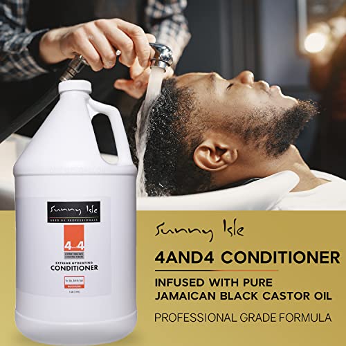 Sunny Isle 4AND4 Conditioner 1 Gallon | Professional Grade Formula | Paraben & Sulfate Free | 4 Distinct Humectants & 4 Essential Vitamins | For Dry Brittle Hair
