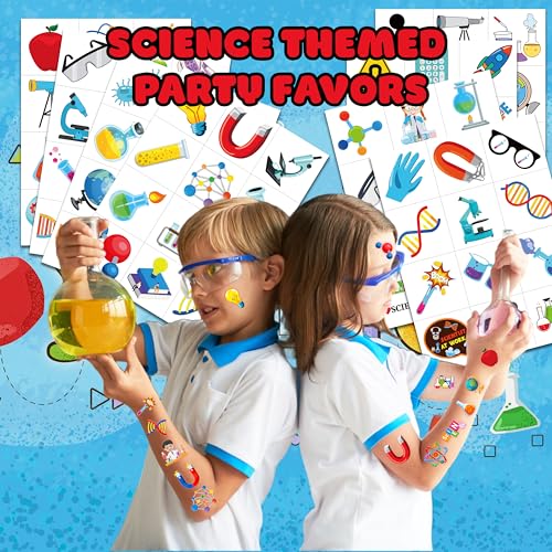 96 Piece Science Temporary Tattoos for Kids Birthday Party Favors