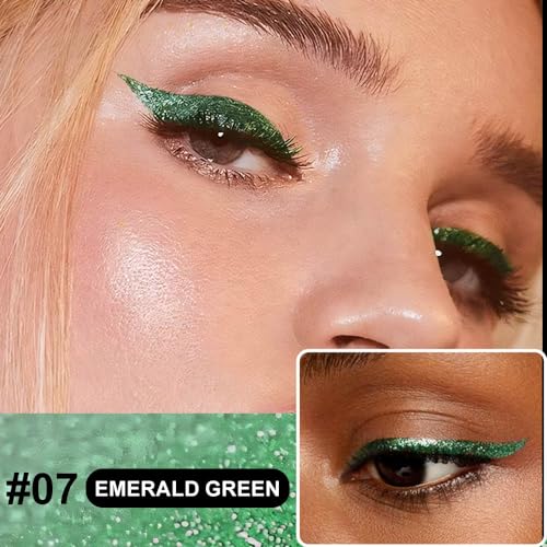 2PCS Waterproof Glitter Liquid Eyeliner Set - Long-Lasting Sparkly Eye Makeup for Women & Men