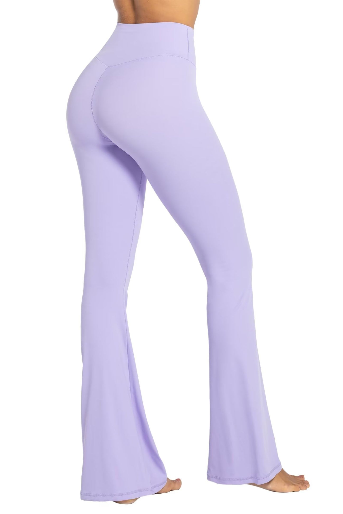 Sunzel Flare Leggings, Crossover Yoga Pants with Tummy Control, High-Waisted and Wide Leg, 30" Inseam, Lavender X-Small