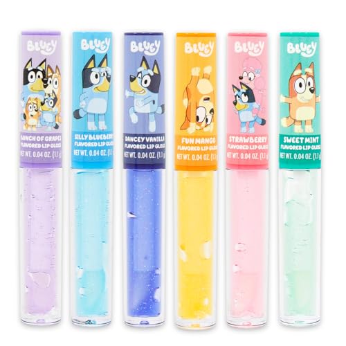 Bluey Lip Gloss Bundle – 6 Pack with Assorted Flavors & Stickers
