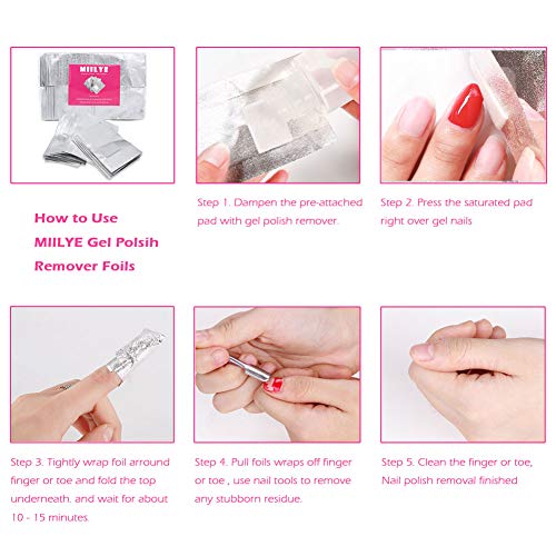 MIILYE Gel Nail Polish Remover Foil Wraps with Lint-Free Pads - 100 Pack