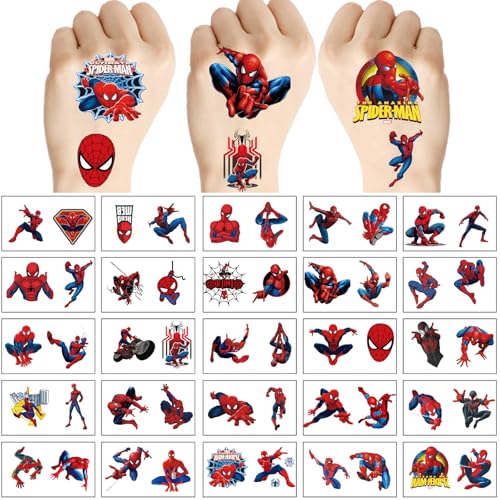 100pcs Spider- Man Temporary Tattoos for kids,Birthday Party Supplies Favors Decorations Cute Fake Tattoos Stickers Spider - Man Party Decorations