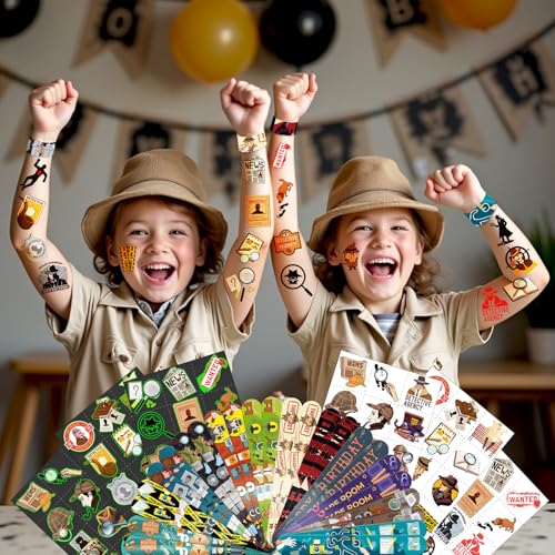96 PCS Detective Party Favors Set ? 72 Pre-Cut Temporary Tattoos & 24 Slap Bracelets for Kids and Adults, Mystery Birthday Decorations, Escape Room Prizes & Spy-Themed Classroom Rewards