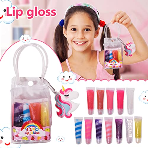 12-Piece Kids Lip Gloss Set with Unicorn Case