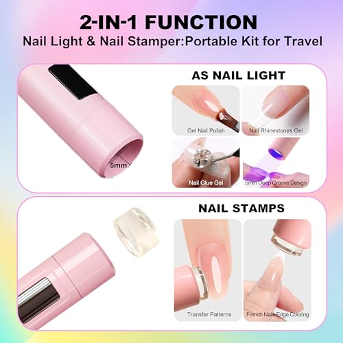 KeepTwenty Pink Mini Handheld UV Nail Light with Stand for Gel Manicure