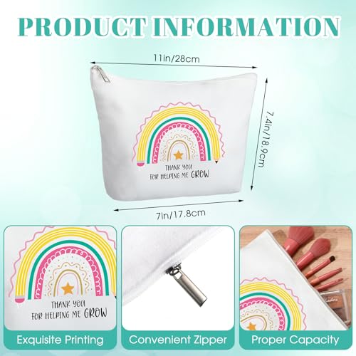Hushee 6 Pcs Christmas Teacher Gift for Women 2 Set Appreciation Gift Include Teacher Tote Bag Tumbler and Makeup Bag